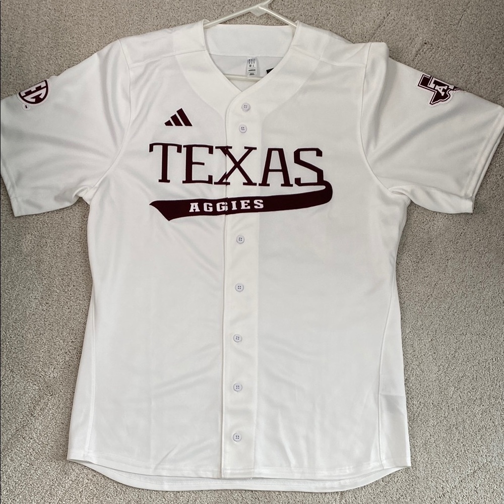 Adidas White Baseball Jersey Texas A&M